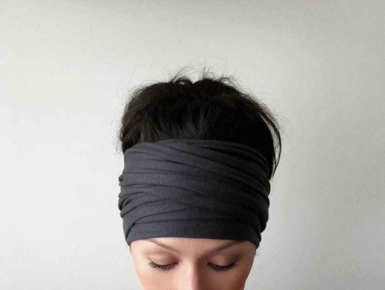 dark gray jersey head scarf by ecoshag