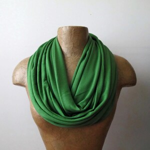 GREEN Infinity Scarf, Lightweight Jersey Loop Scarf, Handmade Ecoshag Circle Scarf
