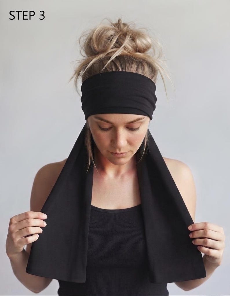 ESPRESSO BROWN Jersey Headscarf, Ecoshag Dark Brown Headband Scarf, Stretch Head Scarf for Women, Handmade Hair Scarf image 5