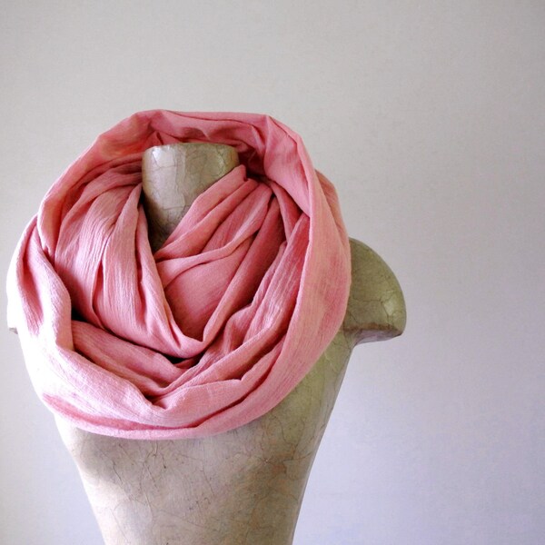 INFINITY scarf in oversized pink cotton gauze - by EcoShag