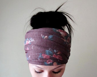 ORCHID FLORAL Head Wrap, EcoShag Head Wraps for Women, Floral Head Wrap Scarf, Boho Head Scarf for Women, Hair Wrap, Jersey Hair Wrap
