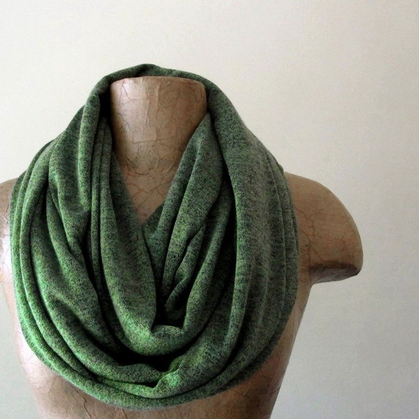 Grasslands Infinity Scarf - Sweater Knit Scarf - Grassy Green with flecks of Black Circle Scarf - Eternity Scarf, Fall Scarf, Winter Scarf