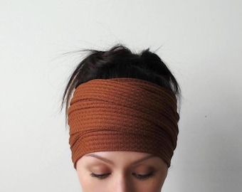 WAFFLE KNIT Headscarf, Extra Long Hair Scarf, Ecoshag Wide Head Scarf, Sweater Knit Headwrap