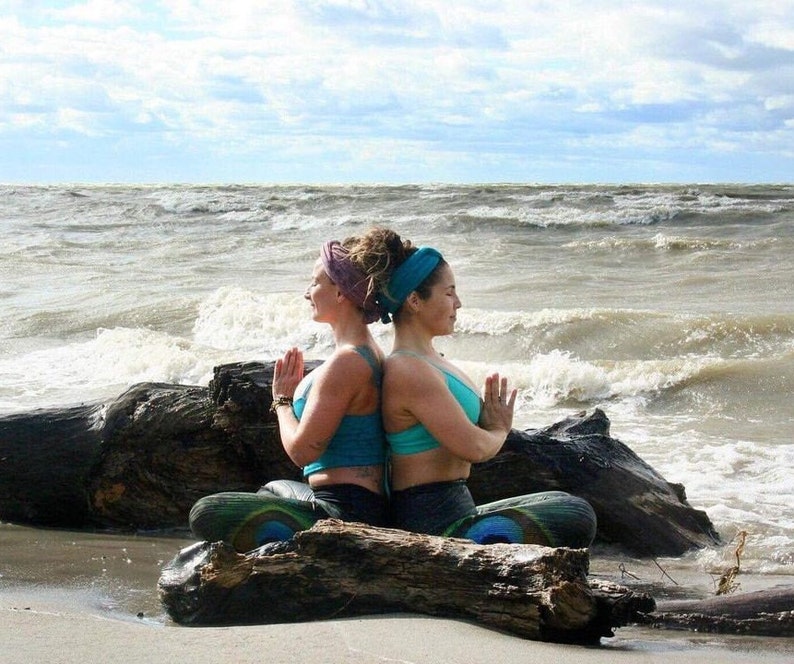 teal  blue jersey head wrap by ecoshag