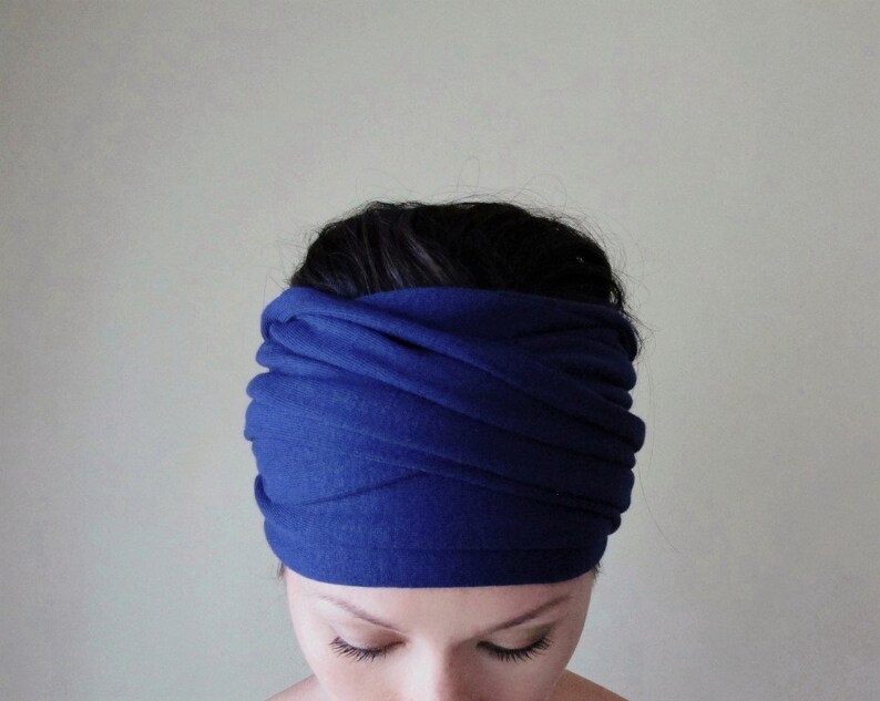 CLASSIC BLUE Head Scarf Ecoshag Jersey Headband Blue Head Etsy