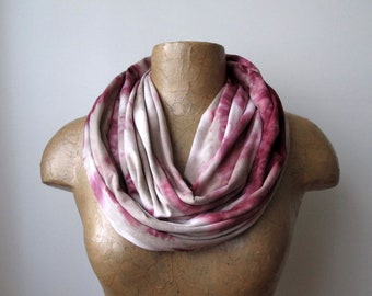 WINE TIE DYE Infinity Scarf, Lightweight Jersey Circle Scarf