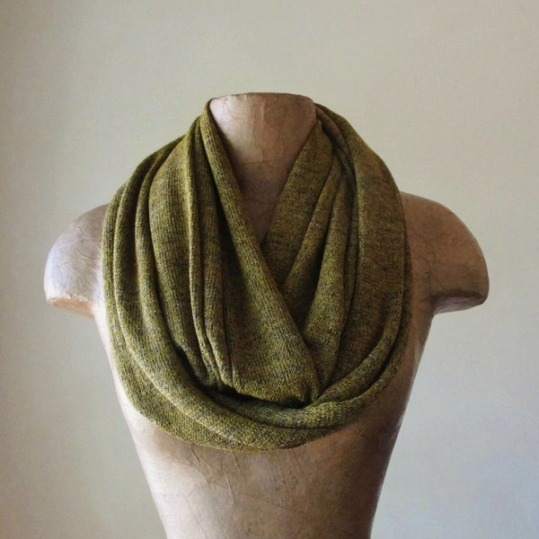 Infini ocre et gris écharpe - foulards pour femmes - verge d'or foncé doux boucle foulard - Circle Scarf