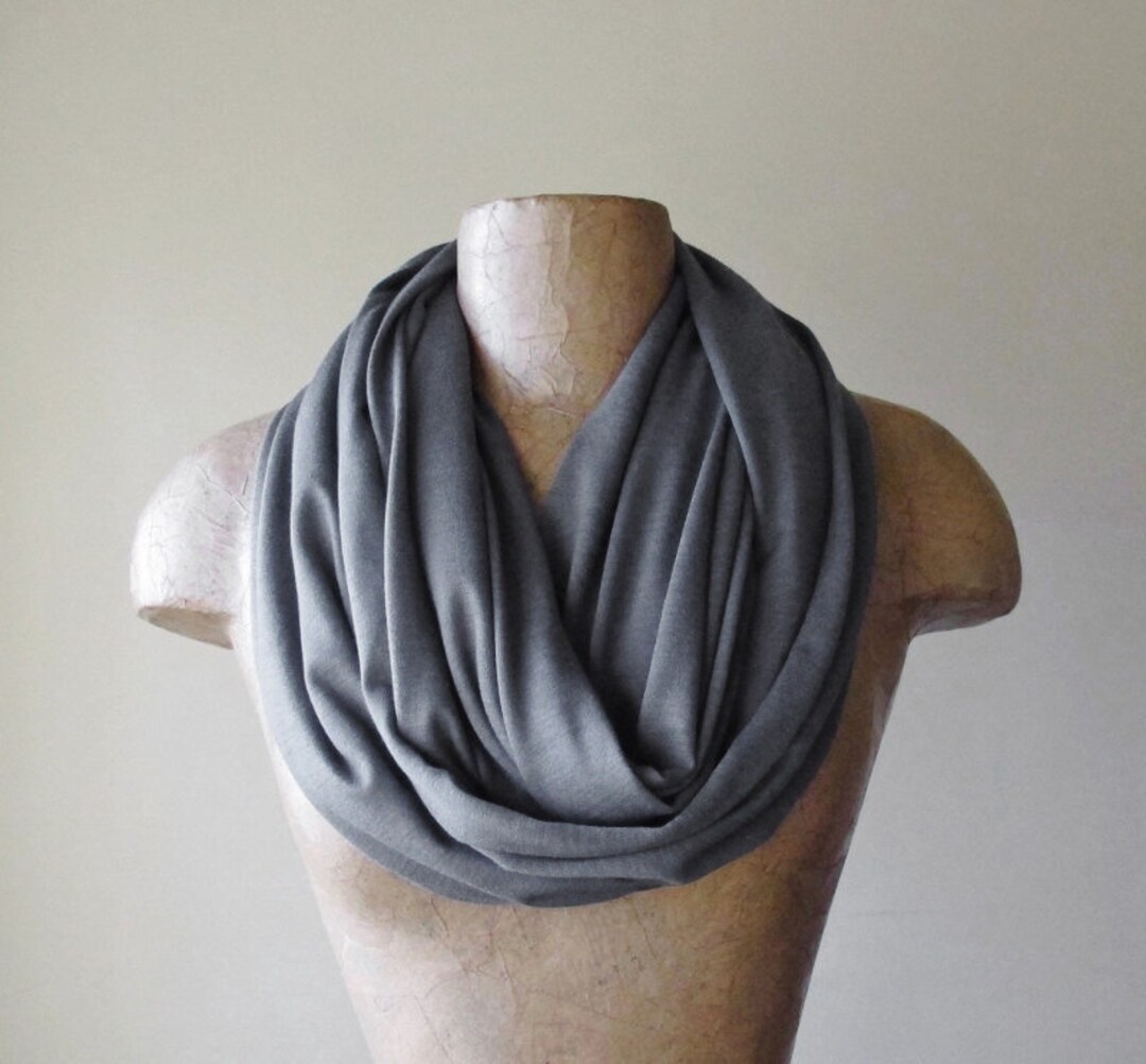 WARM GREY Infinity Scarf, Ecoshag Scarf, Gray Circle Scarf, Jersey Knit ...