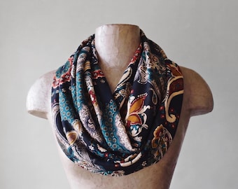 PAISLEY Infinity Scarf, Super Soft Jersey Loop Scarf, Handmade Ecoshag Circle Scarf