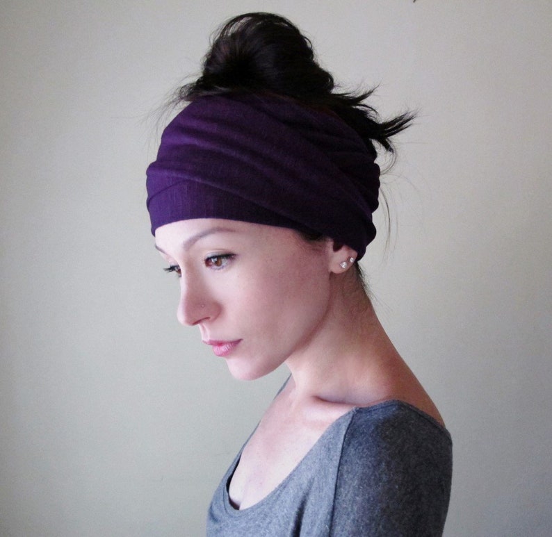 eggplant purple head scarf by ecoshag