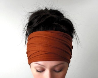 GINGER Extra Wide Headband Scarf, Soft Jersey Headwrap, Long Stretch Head Scarf, Ecoshag Hair Scarves for Women