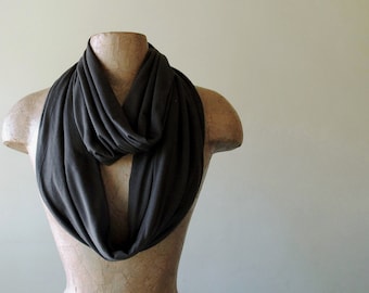 DARKEST BROWN Infinity Scarf, EcoShag Scarf, Dark Chocolate Brown Loop Scarf, Ultra Soft Jersey, Circle Scarf