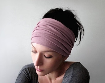 ROSY BROWN Headband Scarf, Ecoshag Tea Rose Jersey Head Scarf, Non Slip Headwrap, Extra Long Hair Scarf
