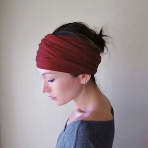 BRICK RED Headscarf, EcoShag Head Wraps for Women, Red Orange Extra Wide Head Scarf, Auburn Red Jersey Headscarf