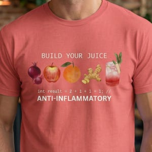 Cadeau de codage esprit sain | T-shirt unisexe Mode de vie sain pour les développeurs | -shirt humoristique de l'assistance technique | Chemise Build Your Juice Clean System