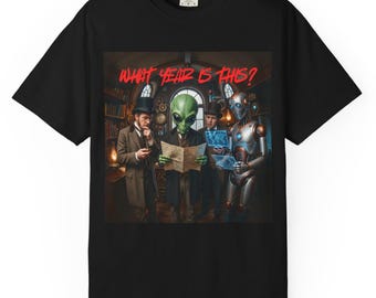Camiseta de alienígenas / Camiseta divertida de viajero del tiempo / Camiseta de Halloween con ovnis / Camiseta gráfica de ciencia ficción / Regalo retro de alienígenas / Camiseta unisex para nerds / Ropa con humor espacial