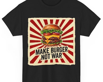 Camiseta retro de hamburguesa con queso / Regalo divertido para amantes de las hamburguesas / Camiseta gráfica para amantes de la comida / Camiseta para amantes de la comida rápida / Ropa unisex para barbacoas / Camiseta con humor sobre comida