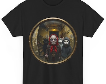 Camiseta de gato / Camiseta de terror con mirilla espeluznante / Camiseta gótica de gato negro / Camiseta embrujada / Regalo espeluznante para amantes de los gatos / Camiseta de terror / Ropa de Halloween