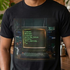 Maglietta con estetica vintage CRT Code/ Maglietta per vacanze da sviluppatore Linux/ Maglietta per fuga DevOps/ Maglietta estiva da programmatore con estetica