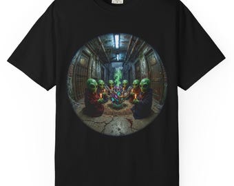 Camiseta de Halloween con temática de rituales alienígenas / Camiseta de terror de ciencia ficción / Camiseta de culto alienígena espeluznante / Camiseta de Halloween de fantasía oscura / Regalo unisex de Halloween