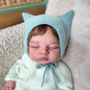 Hand Knitted Cat Ear Hat for 19-22 inch Reborns Doll