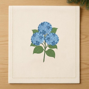 Blue Hydrangea Embroidery Design Botanical Flower Machine Embroidery File Floral Garden Stitch DST PES JEF VP3