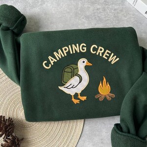 Funny Camping Crew Embroidery Design, Duck with Backpack Applique, Hiking Goose Machine Embroidery File, Campfire Lover Instant Download