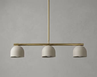 Brass Linear Chandelier 3 Light: Modern Chandelier Lighting Fixtures for Dining, Living & Hall Room