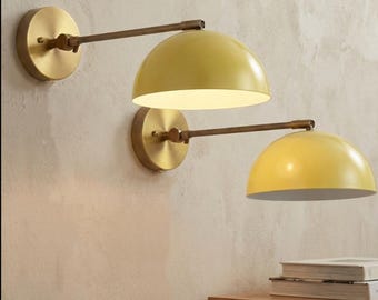 armed sconce  Modern Brass Wall Sconces, Adjustable Swing Arm Lamp, Mid Century Light