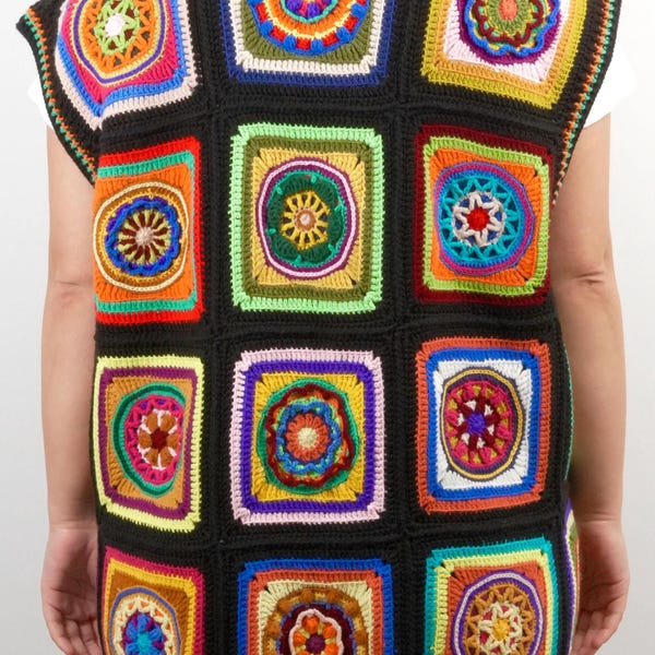 Black Crochet Vest Top, Crochet Tank Top, Boho Top, Organic Cotton