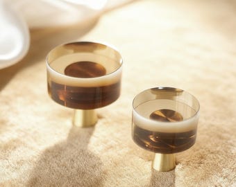 Kryształowa gałka do szafy: mosiężne uchwyty do komody, gałki w kolorze kawowo-brązowym