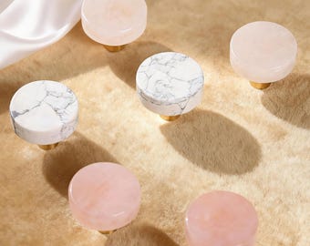 Kryształowa gałka do szuflady: okrągła, biało-turkusowa gałka do komody, mosiężny uchwyt do szafki