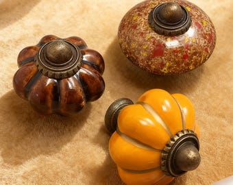 Ceramiczna gałka do szuflady w kształcie dyni: uchwyt do szafy w stylu vintage, gałka do szafki