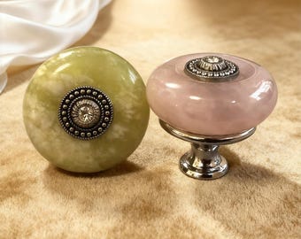 Gałki do stolików nocnych: gałka do komody z kryształu jadeitowego, uchwyty do szafek