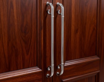 Długi mosiężny uchwyt do szafki: chromowane uchwyty, srebrne uchwyty do szafy