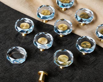 Kryształowa gałka do szuflady: mosiężne uchwyty do szaf, kryształowe gałki do komody