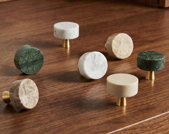 Puxador de armário em mármore: puxadores de cômoda em latão, puxadores em pedra natural