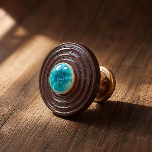 Boutons de placard en céramique bleue : boutons en bois, bouton rond créatif
