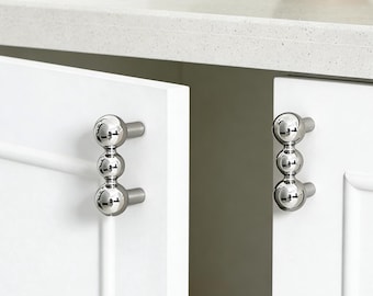 Okrągły uchwyt mosiężny do szafki: chromowane uchwyty, srebrne gałki do szuflad