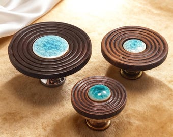 Niebieskie ceramiczne gałki do szafy: gałki drewniane, kreatywne gałki okrągłe