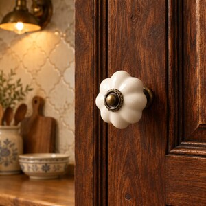 Ceramic Pumpkin Cabinet Knob: Creative Single Hole Drawer Handle, Wardrobe Hardware