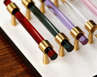 Kolorowy uchwyt meblowy: kryształowe uchwyty z mosiądzu, przezroczysty uchwyt