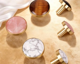 Bouton en pierre naturelle : boutons turquoise blanc, boutons en laiton de luxe