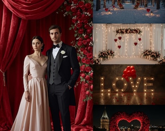 Valentines Backdrop: Heart Arch, Digital Photography Background for Romantic Couple