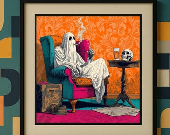 Colorful Ghost Poster: Eclectic Wall Art Printable
