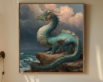 Dragon Wall Art Printable: Fantasy Poster, Japanese Print