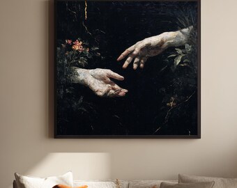 Gothic Wall Art Printable: The Creation of Adam, Michelangelo Prints