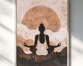 Meditation Wall Art Printable: Boho Zen Poster, Calm Room Decor