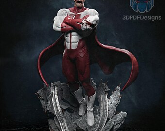 Busto do Omni-Man em formato STL (arte de fã) | Escala 1/7, pose de batalha (arquivo para impressão 3D disponível para download)