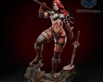 Barbarian Queen Statue STL | 1/6 Scale Warrior Woman Model (Digital Download)